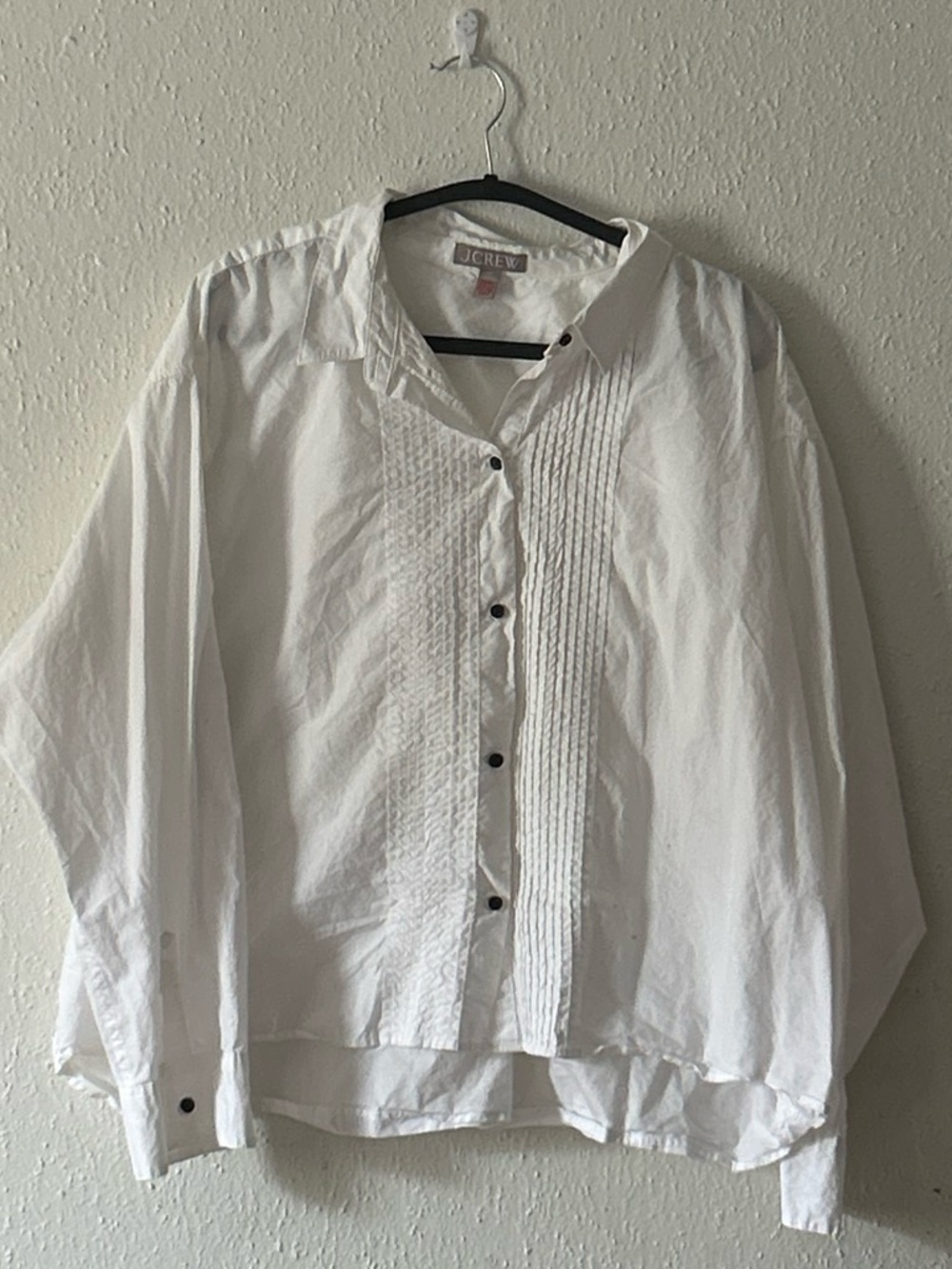 J. Crew White Tuxedo Cotton Button-Up Shirt